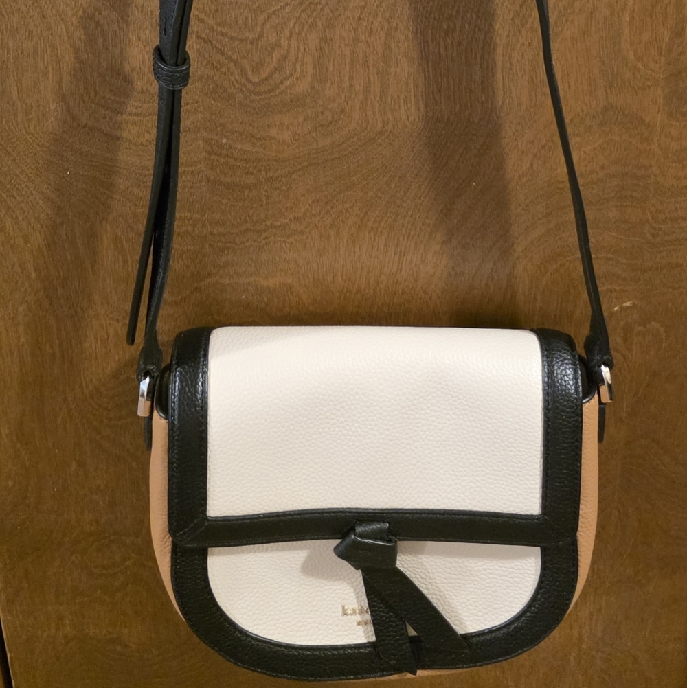 Kate Spade Knott Colorblock Pebbled Medium Leather Saddle Bag--Milk Glass Multi - Picture 11 of 13